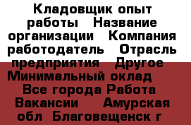 Кладовщик опыт работы › Название организации ­ Компания-работодатель › Отрасль предприятия ­ Другое › Минимальный оклад ­ 1 - Все города Работа » Вакансии   . Амурская обл.,Благовещенск г.